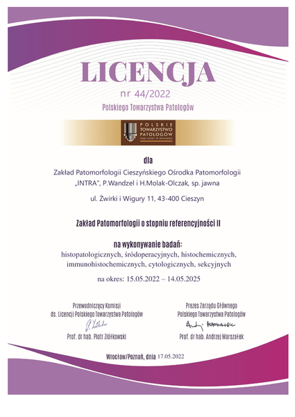 Licencja Polskiego Towarzystwa Patologów